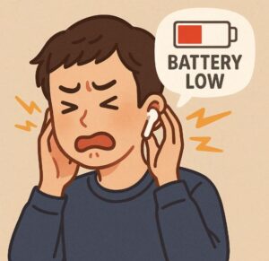 ワイヤレス イヤホン バッテリー ロー うるさい